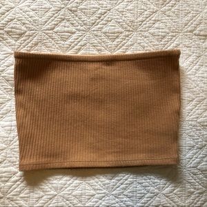 Tan strapless crop top